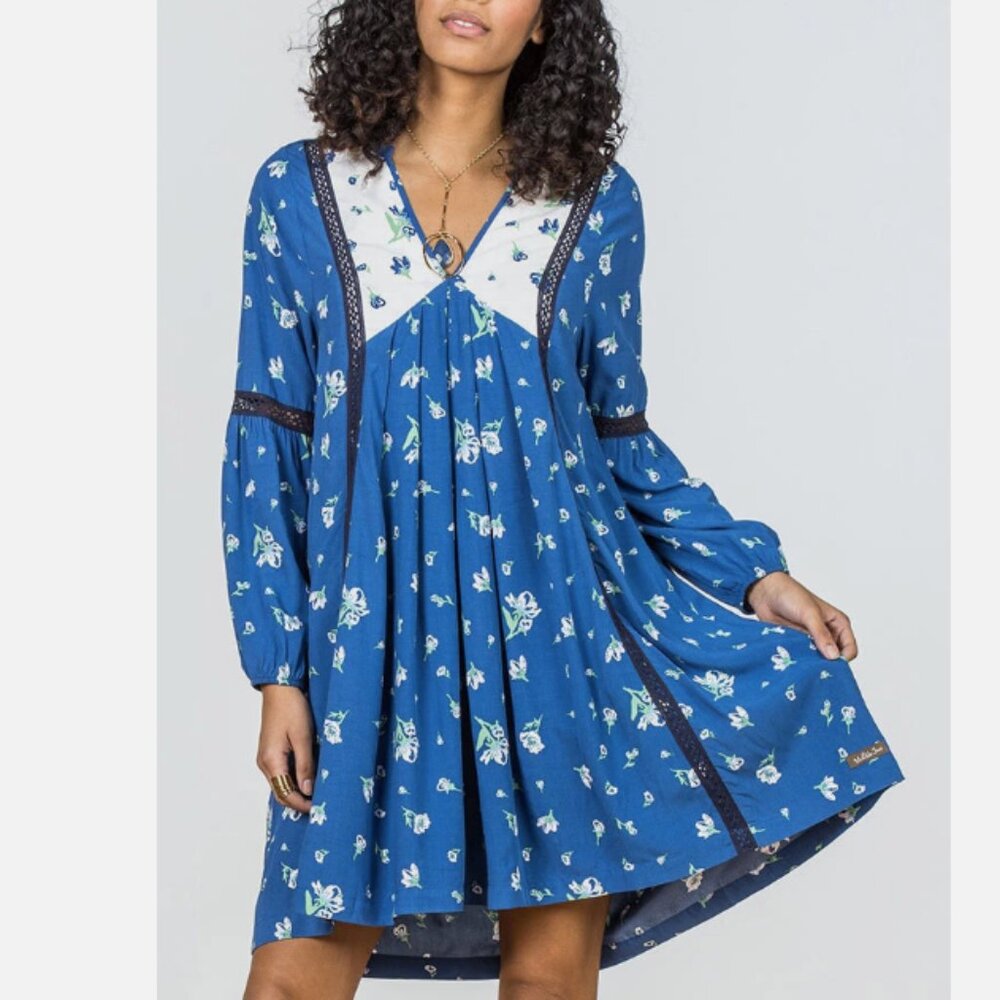 Matilda Jane faux collar dress boho floral peasant twee size medium